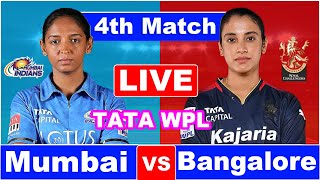 Live : Womens PL : Mumbai indians vs Royal Challengers Bangalore Match 4 Live Commentary Live Score