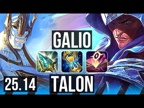 GALIO vs TALON (MID) | 37k DMG, 7/4/28, 800+ games | KR Master | 25.14