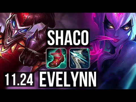 SHACO vs EVELYNN (JNG) | 6/0/4, 3.5M mastery, 600+ games, Dominating | EUW Master | 11.24