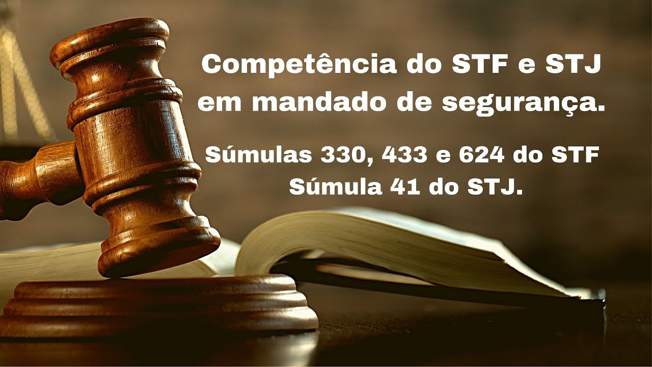 SÚMULAS 330, 433 e 624 STF e SÚMULA 41 STJ. Competência para julgamento de mandado de segurança.