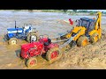 JCB 3DX Muddy Accident Pulling Out Swaraj Tractor Mahindra Tractor Jcb Tractor Cartoon ZR Toys