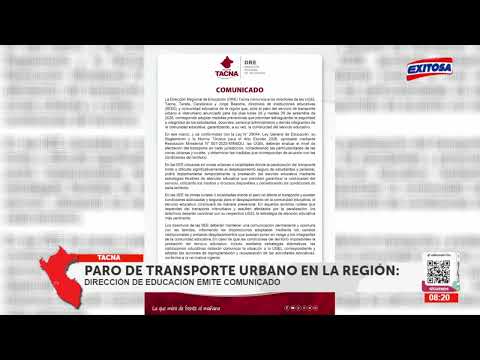 COMUNICADO DE LA DRE TACNA DEL DÍA VIERNES 25 DE SETIEMBRE DE 2026, SOBRE PARO DE TRANSPORTE URBANO
