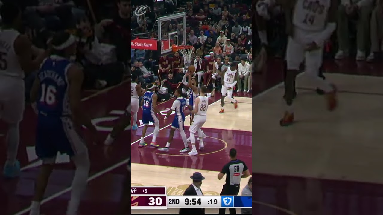 Spida intercepts the rock and get it to go for the and-1! #cavs #donovanmitchell #nba