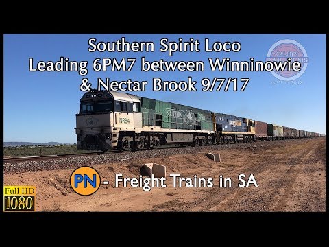 Southern Spirit Loco in charge of 6PM7 between Winninowie & Nectar Brook 9/7/17