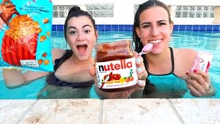 TRYING FOOD UNDERWATER! Vlognukkah Day 2 | Cloe Feldman
