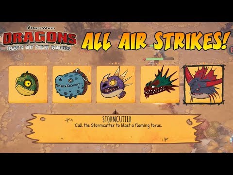 ALL DRAGON AIR STRIKES DreamWorks Dragons Dawn of New Riders - How to Train Your Dragon 3 Video Game