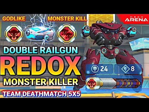 Redox And Double Railgun - Monster Kill, Godlike⚡Mech Arena Robot Showdown - 5x5 Team Deathmatch