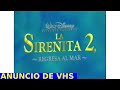 Anuncio La Sirenita 2 Regresa Al Mar 2000 VHS Comercial 01