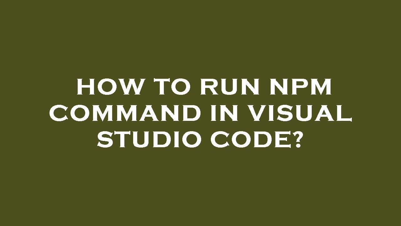 How to run npm command in visual studio code?