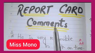 Report Card Comments | Teacher remarks | Students progress
