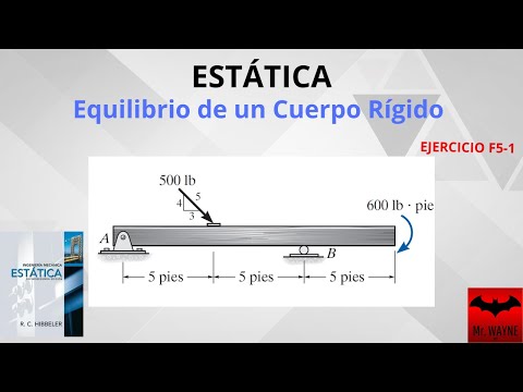 ESTÁTICA: Equilibrio de un Cuerpo Rígido | Ejercicio F5-1 R.C. HIBBELER 12 ed.