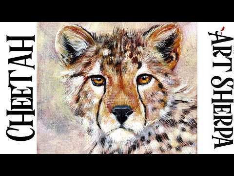 CHEETAH FACE AND EYES Beginners Learn to paint Acrylic Tutorial Step by Step