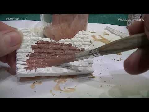 Farbmuster für das Überfallwehr (grobes Quadermauerwerk)