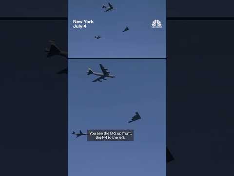 Stealth bomber flies over New York Harbor during Sail4th 250