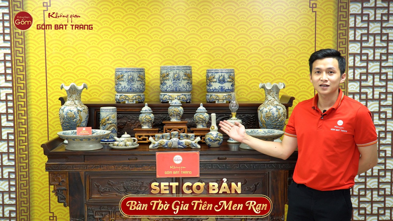 [Set Cơ Bản] Bộ Đồ Thờ Gia Tiên Men Rạn (15 món)