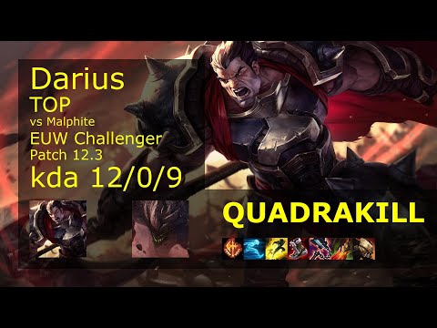 Darius vs Malphite Top - EUW Challenger 12/0/9 Patch 12.3 Gameplay