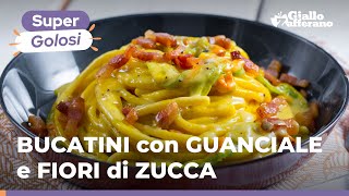 BUCATINI con FIORI di ZUCCA, GUANCIALE e ZAFFERANO😋🌸🌿🧀🥓