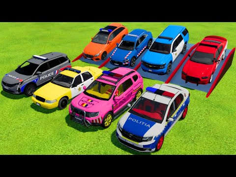 TRANSPORTING DACIA, AUDI, MERCEDES, FORD POLICE CARS WITH MAN TRUCKS ! Farming Simulator 22