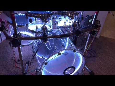 5 Piece Crush Acrylic Drum Set with Lights (Hybrid Acoustic/Electric)