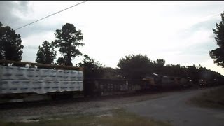 preview picture of video 'Two CSX Trains Go Head To Head At Railroad Crossing'
