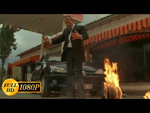 Bandits blew up Jason Statham's BMW, he came back and destroyed them / The Transporter (2002)