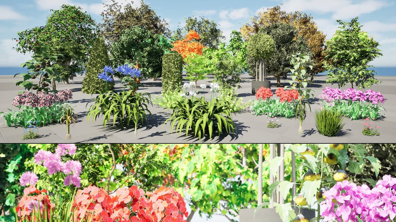 Pacote 3D de &aacute;rvores de plantas flamengas Modelo 3D
