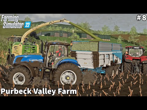 Tractors Stuck in the Mud,Real Hard Condition of Silage Harvesting │Purbeck Valley│FS 22│Timelapse#8