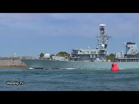 HMS NORTHUMBERLAND F238 ENTERS DEVONPORT NAVAL BASE AT MOUNT EDGCUMBE - 26th July 2018