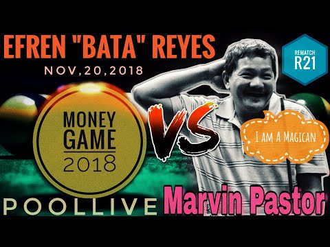 【Pool Live】Money Game -Efren"Bata"Reyes vs Marvin"Goygoy"Pastor (REMATCH)20/11/2018-PART2