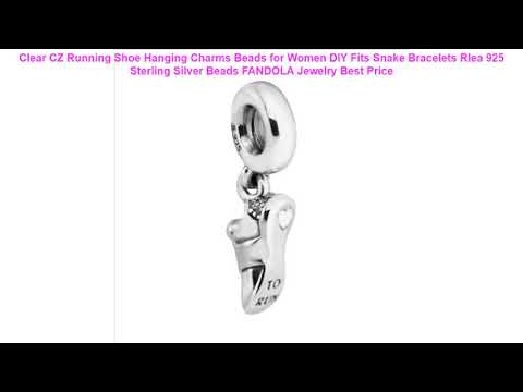 Clear CZ Running Shoe Hanging Charms Beads for Women DIY Fits Snake Br Video