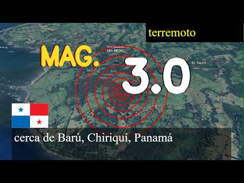 Terremoto de magnitud 3,0 sacudió cerca de Barú, Chiriquí, Panamá hoy 24 de febrero de 2026 a las 1
