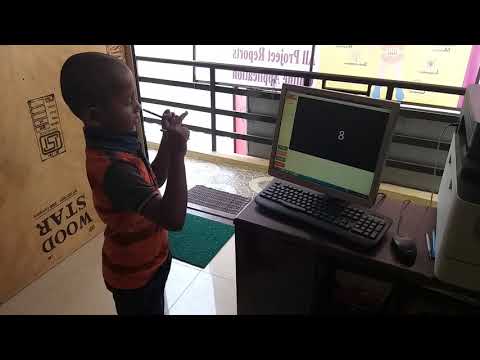 UKG student solving single digit 20 rows problem