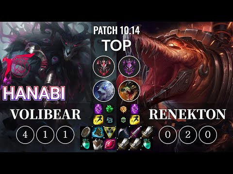 TLN Hanabi Volibear vs Renekton Top - KR Patch 10.14