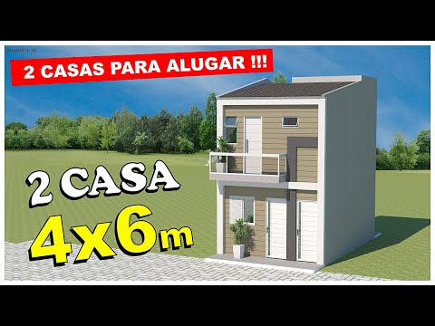 Projeto de 2 Casa Pequena 4x6 metros – 2 casas para alugar/Casa popular/pequena e de baixo custo