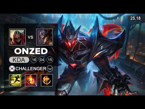 OnZed Zed vs Twisted Fate Mid - KR Grandmaster - Patch 25.18 Season 15