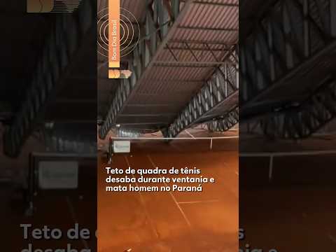 Teto de quadra de tênis desaba durante ventania e mata homem no Paraná #g1 #shorts