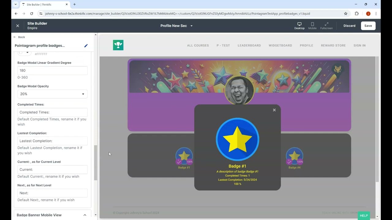 Custom Profile Badge Banner For Thinkfic - Gamification