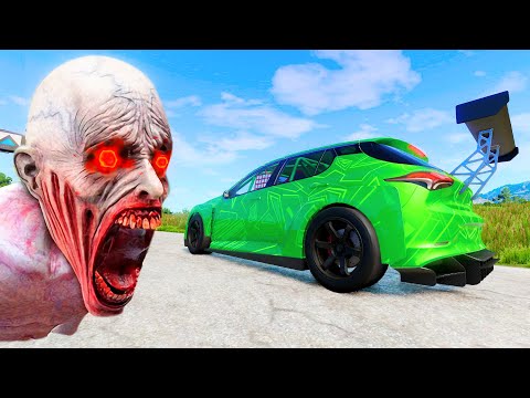 Escape From The Shy Guy (SCP-096) - CARS VS GIANT PIT #56 - Beamng Drive