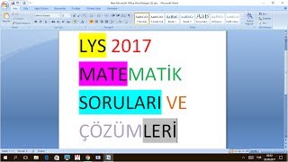 LYS 2017 matematik soru çözümleri-FULL tek vide