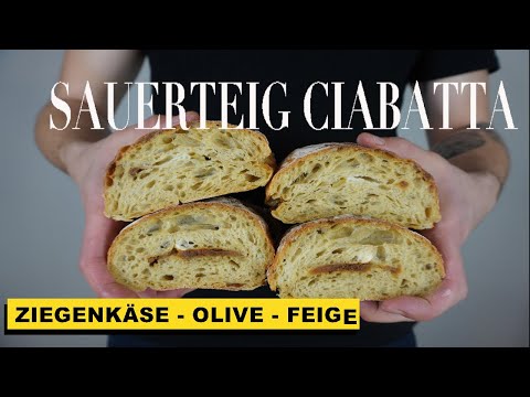 Ciabatta mit Sauerteig I gefüllt mit Ziegenkäse und Feige