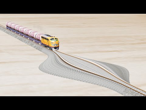 Impossible wide Rail Tracks vs Trains crossing - Beamng Drive