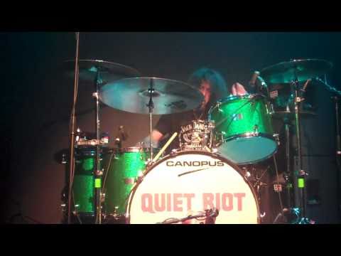 Frankie Banali's Quiet Riot, Canopus 4-Piece Set, 26", 18", 16", 14" , 6.5x14 Brass Snare. 2010 - Green Sparkle, Bonham Sizes! With Hardware and Frankie's Stick Bag! image 26