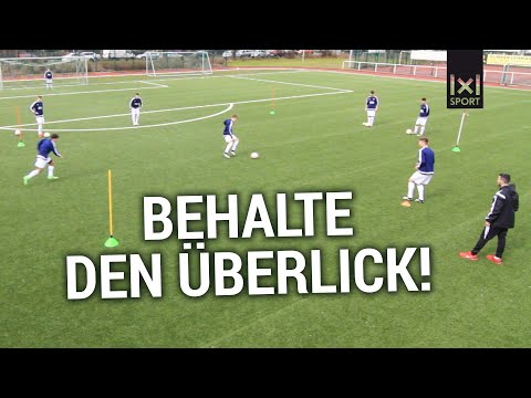 Fußballübung zur Handlungsschnelligkeit - der 360°-Grad-Blick [ÜBUNG]