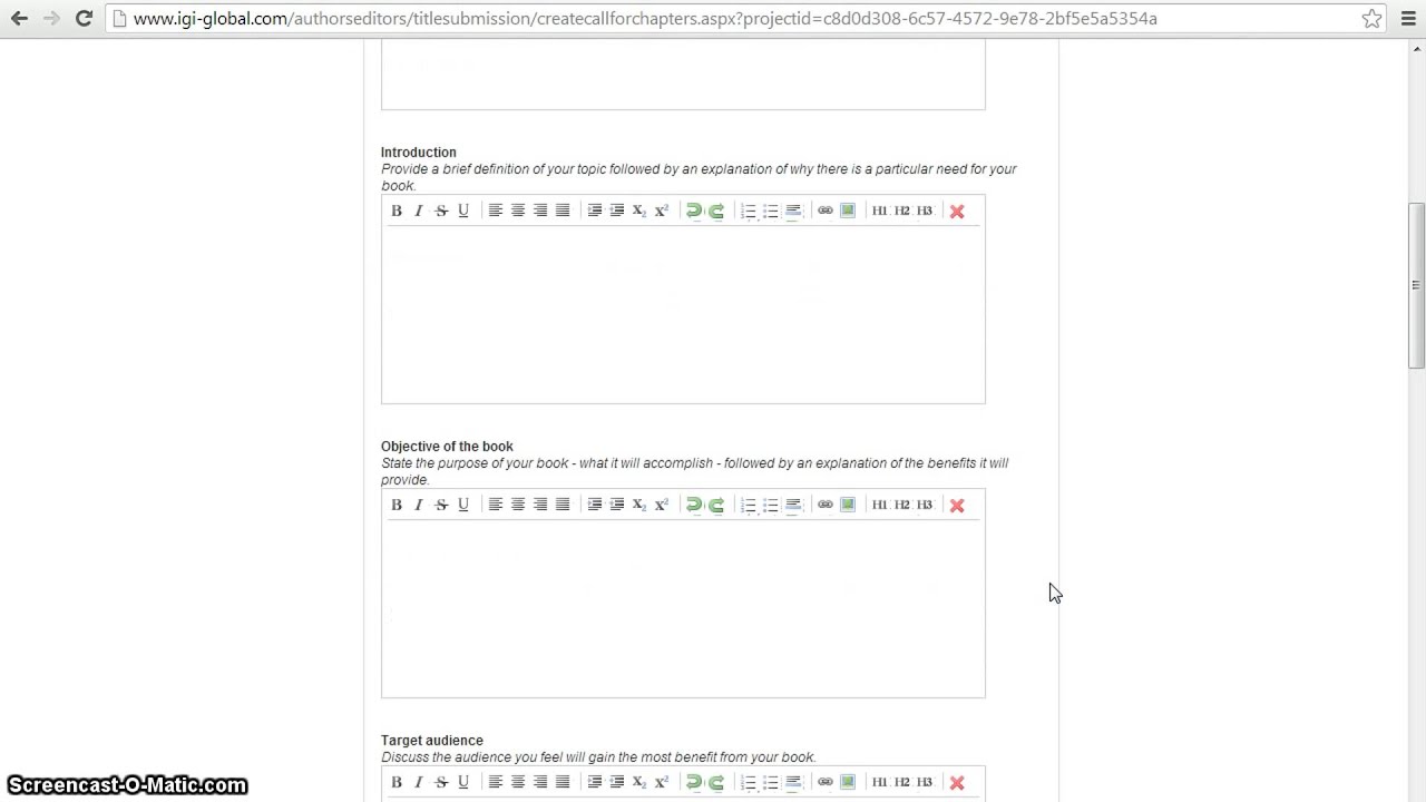 Step 3: Creating a Call for Chapters