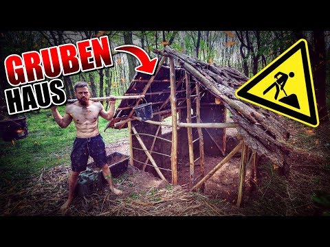GRUBENHAUS Bushcraft Shelter #012 - Lagerbau - Outdoor Bushcraft Camp | Fritz Meinecke