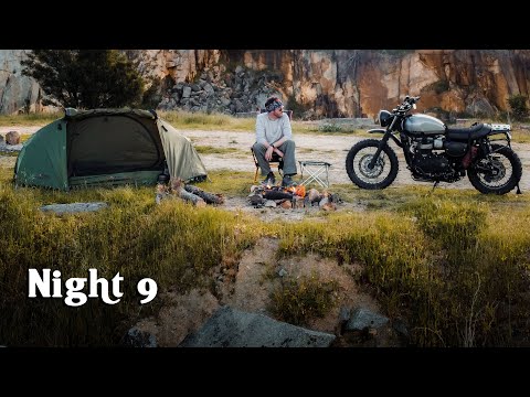 Solo Motorcycle Camping on a Cliff | Nature ASMR | Silent Vlog
