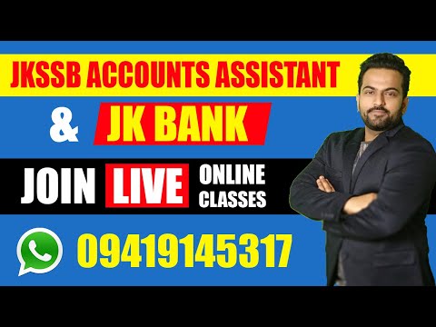 ONLINE JKSSB ACCOUNTS ASSISTANT AND JK BANK COACHING/CLASSES IN JAMMU