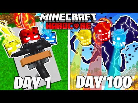 I Survived 100 Days as an ELEMENTAL WITHERSTORM in HARDCORE Minecraft