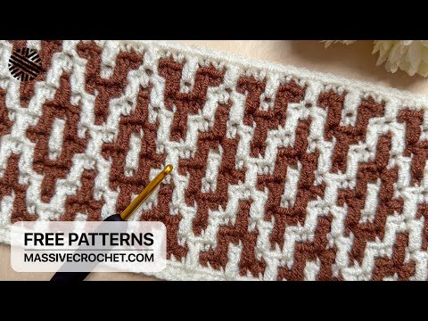 VERY EASY Mosaic Crochet Pattern for Beginners. 👌 🤎 Crochet Stitch for Baby Blanket, Bag & Scarf