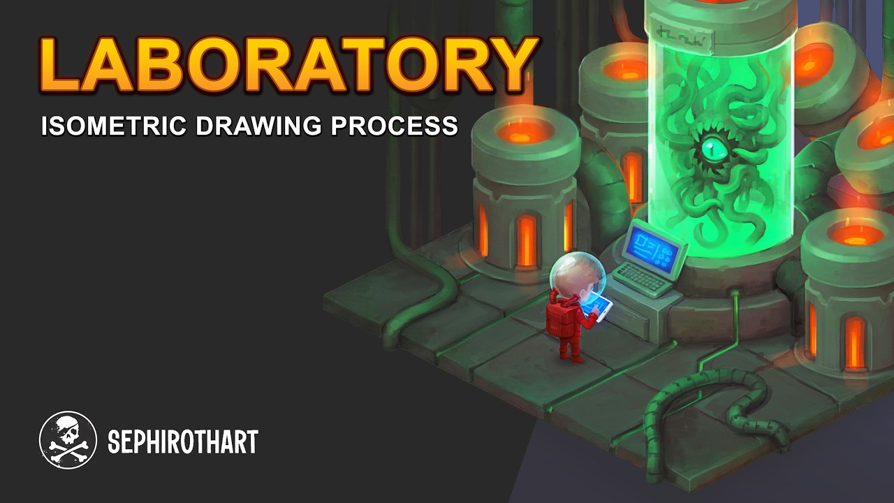 ISOMETRIC SCI-FI LAB in Photoshop! Digital Drawing Process ● SephirothArt